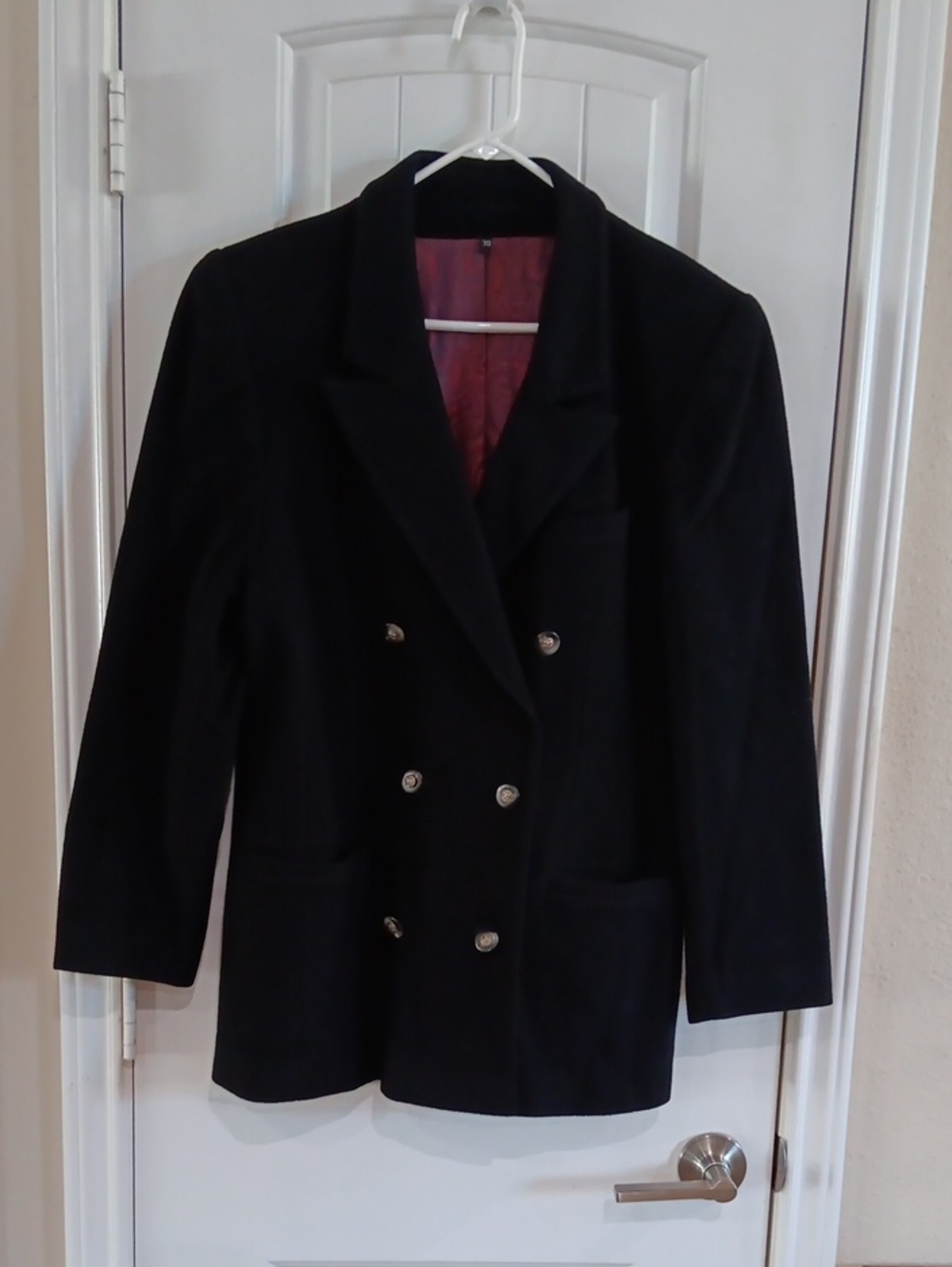 Elve Tina K Vintage Cashmere Blend Double Breasted Blazer Black Size EU 38 / S